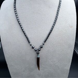 Costume Hermatite and stone necklace